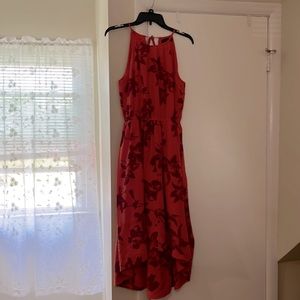Banana republic maxi dress. Orange with mauve flowers.
